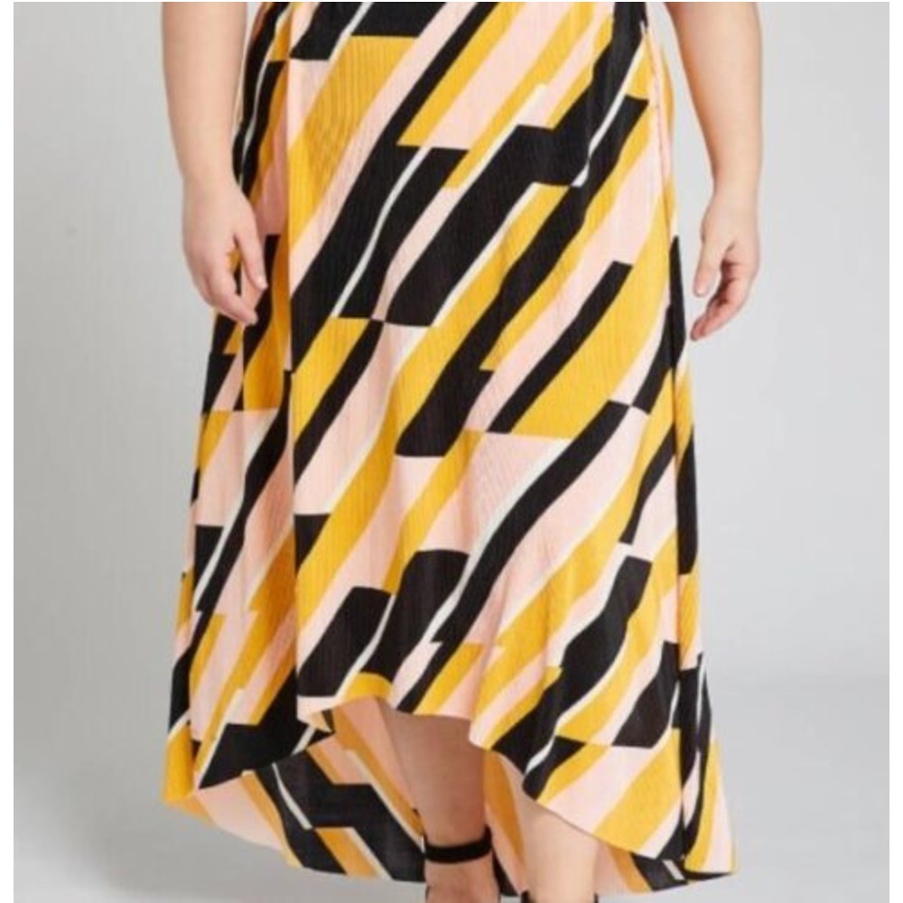 NEW Lane Bryant Multicolor Textured Pleated High Low Skirt Size 14/16